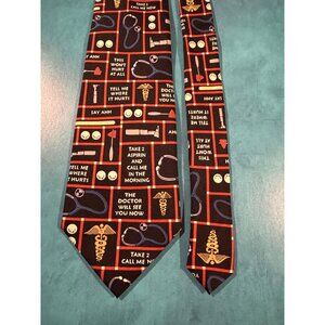 Vintage Museum Artifacts All Silk Doctor Medical Novelty Tie (1990s–Early 2000s)
